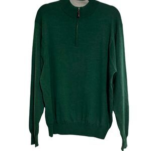 Peter Millar 1/4 Zip Sweater XXL Green Merino Wool Ross Cup Golf Pullover